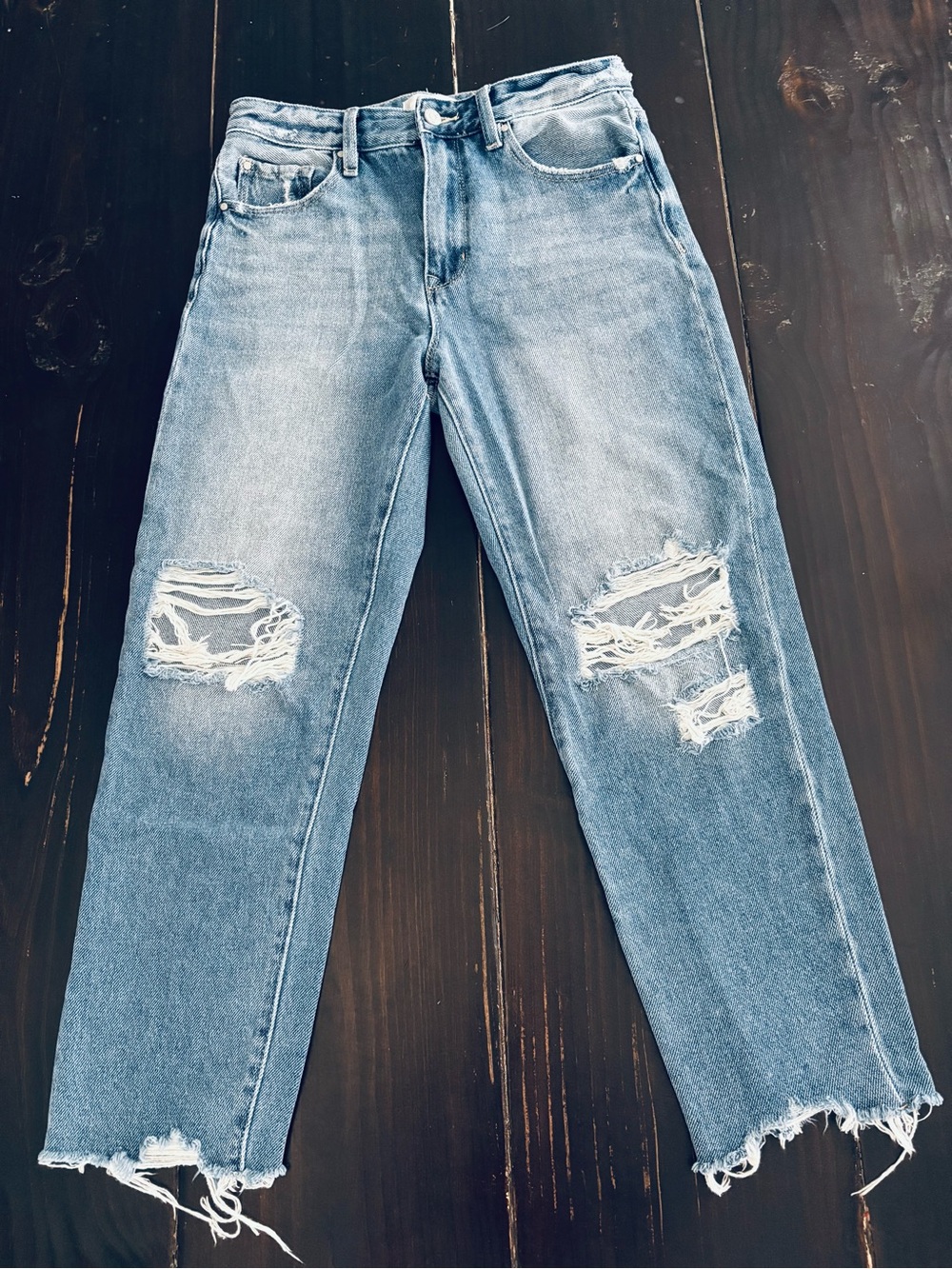 Petra 153 High-rise Distressed Light Blue Women's Jeans Ankle cropped